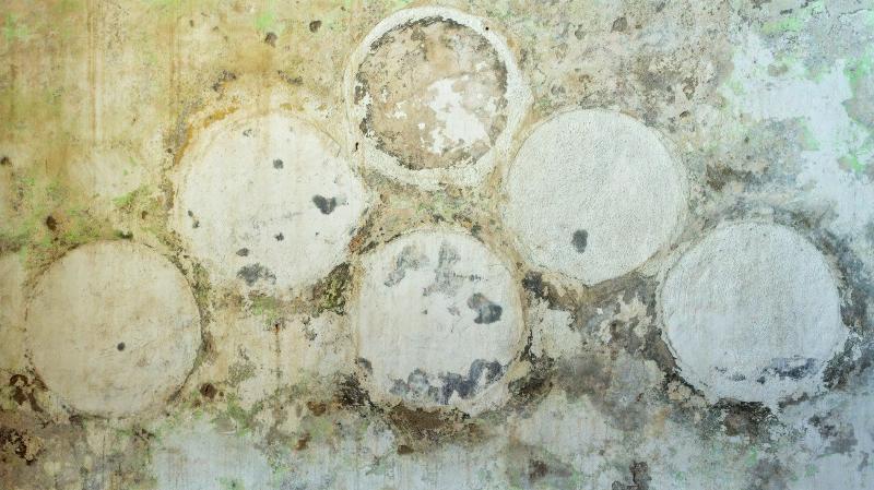 Peinture murale cloquée dans une vieille maison française, signe d'humidité et de dégradation